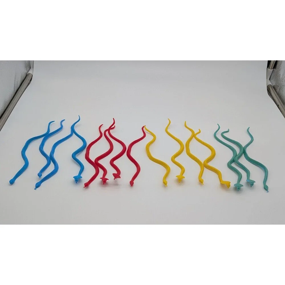 Lot Of 15 Hard Plastic Snakes Toys Party Favors Cake Toppers
